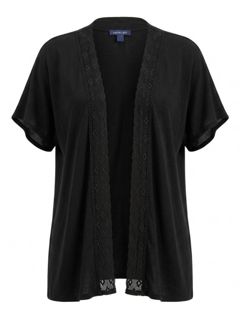 Rachel Roy Black Lace Kimono Open Front Cardigan Cover Up